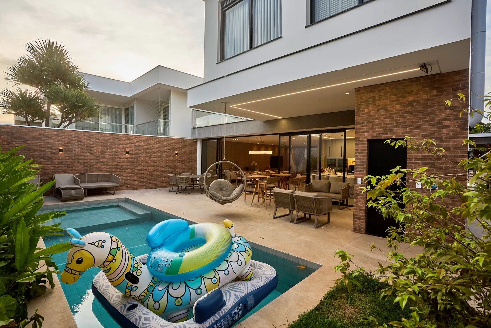 Backyard inground pool at a suburban home in the St. Louis area