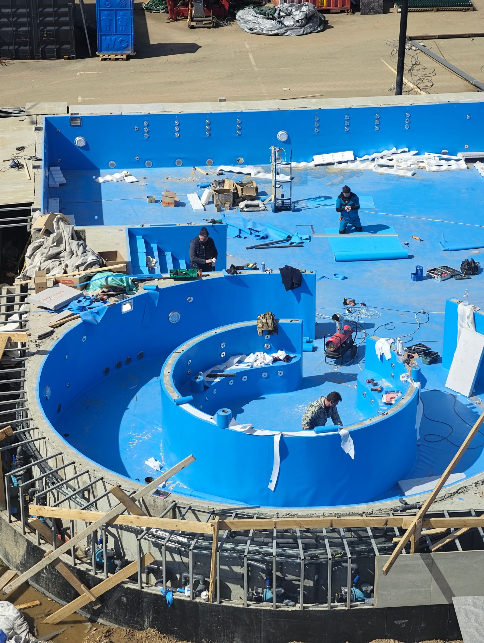 Inground pool shell under construction
